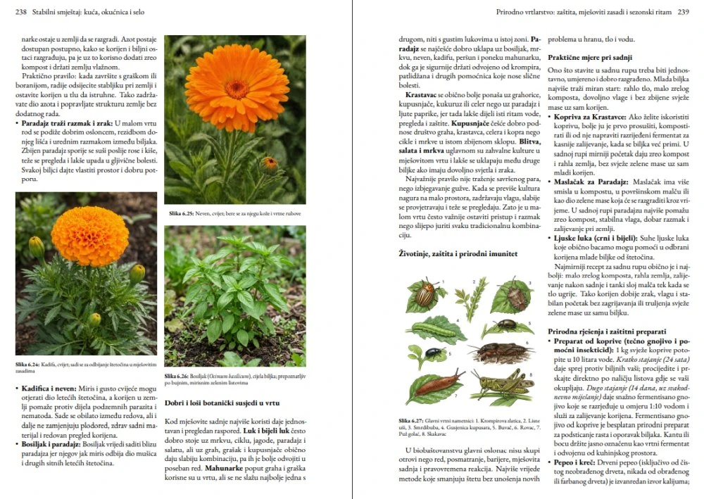 Actual two-page book spread about gardening and growing food