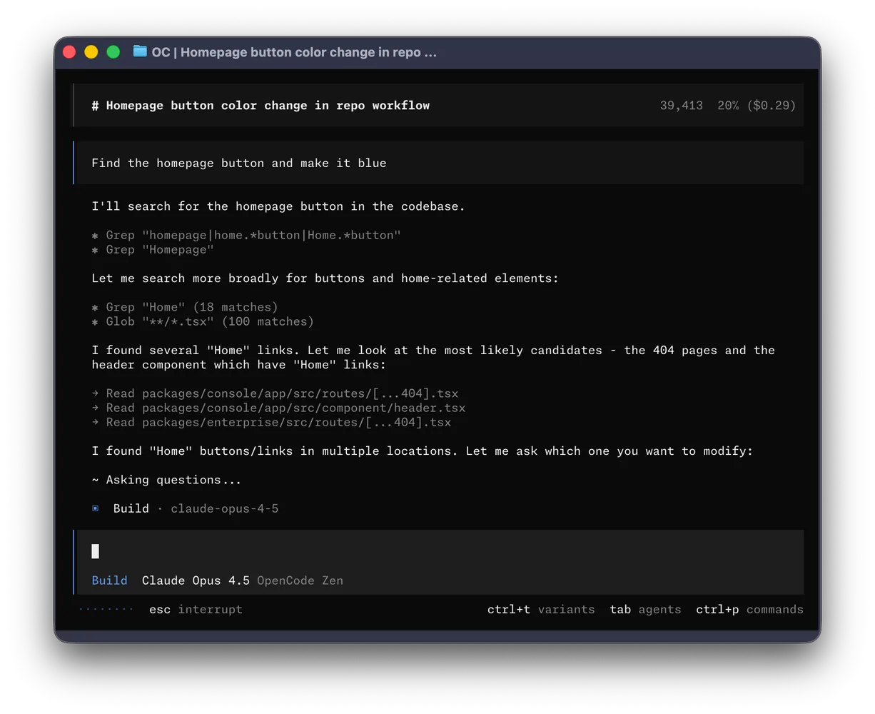 Screenshot: OpenCode