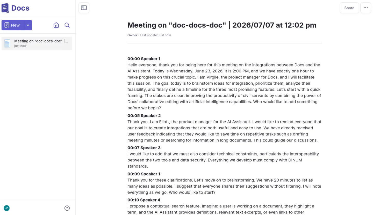 Screenshot: La Suite Docs