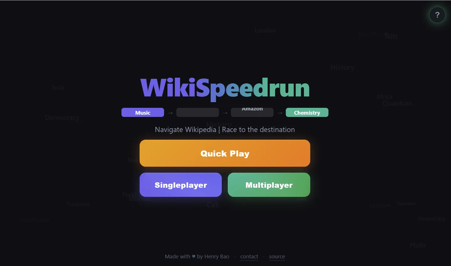 Screenshot: WikiSpeedrun